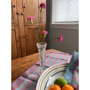 VTG Crystal Fluted Bud Vase Minimal Boho Wedding Centerpiece Petite Flower Vases